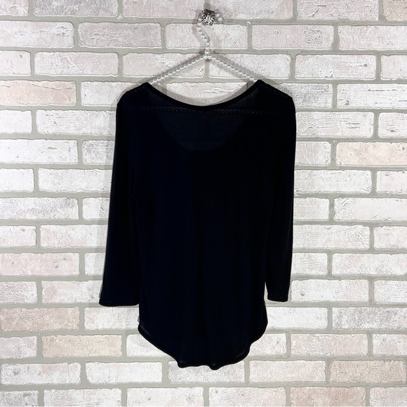 Ag Adriano Goldschmield Black Jaxon 3/4 sleeve Scoopneck Tee Size S - Picture 6 of 10